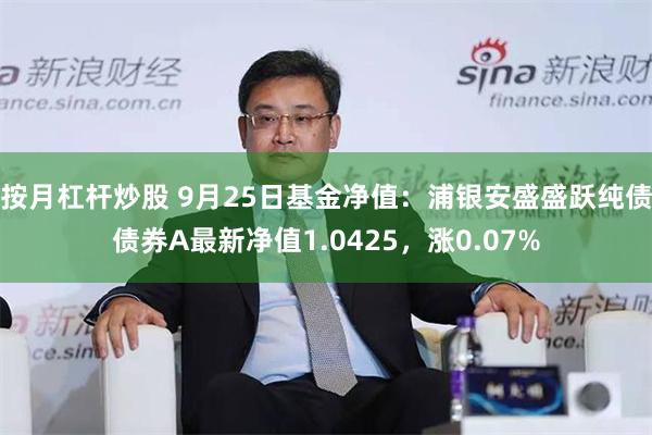 按月杠杆炒股 9月25日基金净值：浦银安盛盛跃纯债债券A最新净值1.0425，涨0.07%
