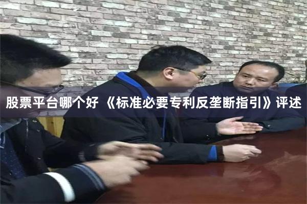 股票平台哪个好 《标准必要专利反垄断指引》评述