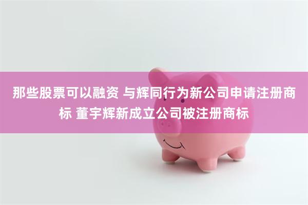 那些股票可以融资 与辉同行为新公司申请注册商标 董宇辉新成立公司被注册商标