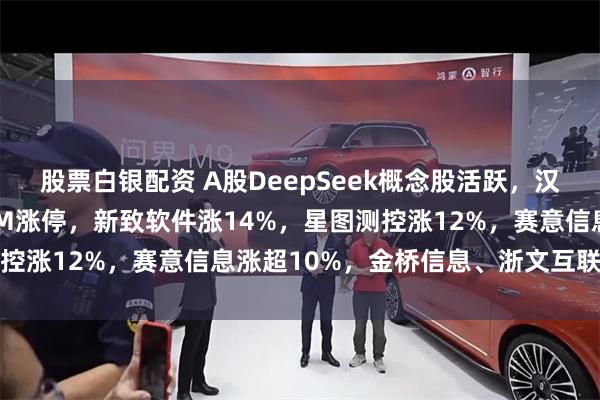 股票白银配资 A股DeepSeek概念股活跃，汉得信息、鼎捷数智20CM涨停，新致软件涨14%，星图测控涨12%，赛意信息涨超10%，金桥信息、浙文互联等涨停