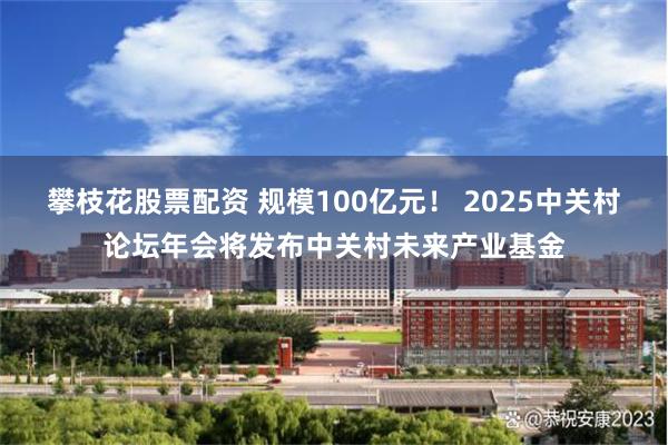 攀枝花股票配资 规模100亿元！ 2025中关村论坛年会将发布中关村未来产业基金