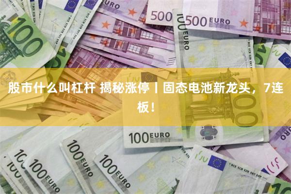 股市什么叫杠杆 揭秘涨停丨固态电池新龙头，7连板！