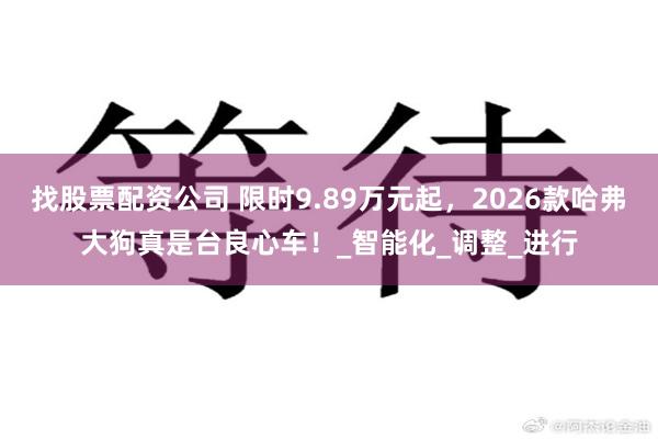 找股票配资公司 限时9.89万元起，2026款哈弗大狗真是台良心车！_智能化_调整_进行