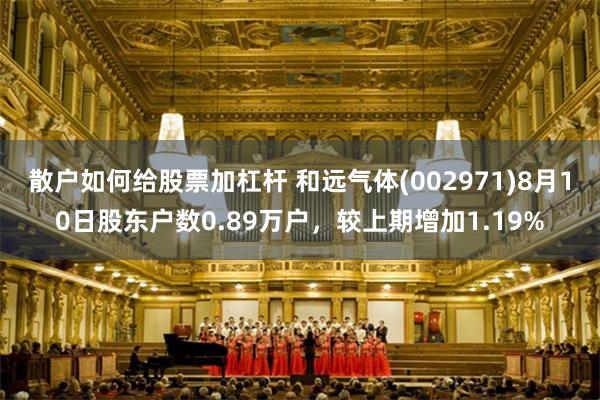 散户如何给股票加杠杆 和远气体(002971)8月10日股东户数0.89万户，较上期增加1.19%