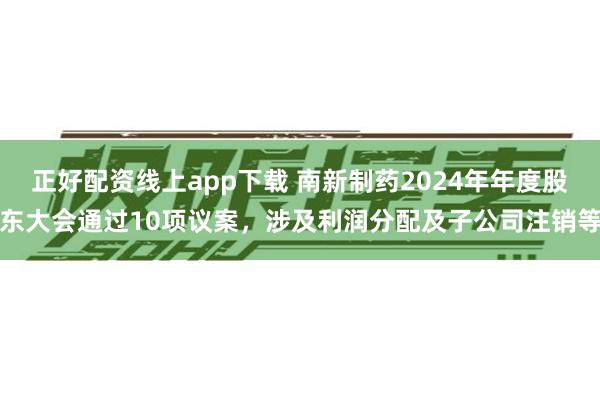 正好配资线上app下载 南新制药2024年年度股东大会通过10项议案,涉及利润分配及子公司注销等