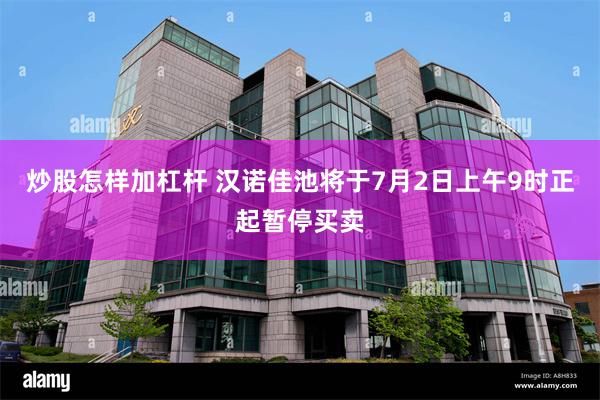 炒股怎样加杠杆 汉诺佳池将于7月2日上午9时正起暂停买卖