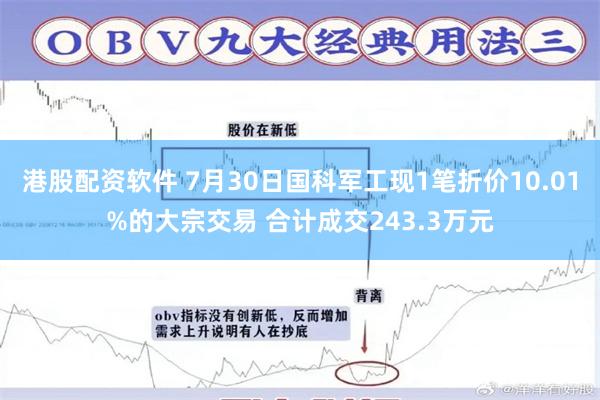 港股配资软件 7月30日国科军工现1笔折价10.01%的大宗交易 合计成交243.3万元