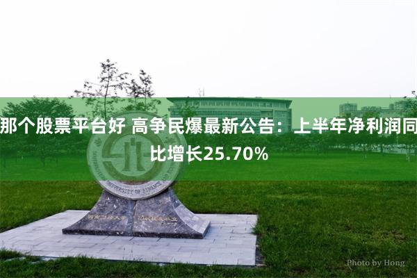 那个股票平台好 高争民爆最新公告：上半年净利润同比增长25.70%