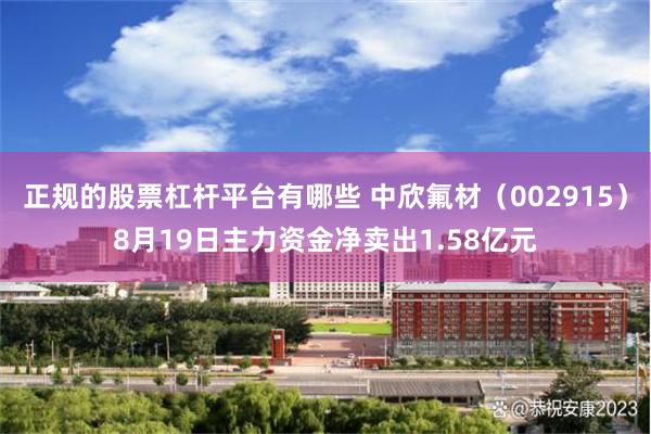 正规的股票杠杆平台有哪些 中欣氟材（002915）8月19日主力资金净卖出1.58亿元
