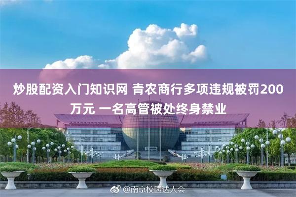 炒股配资入门知识网 青农商行多项违规被罚200万元 一名高管被处终身禁业