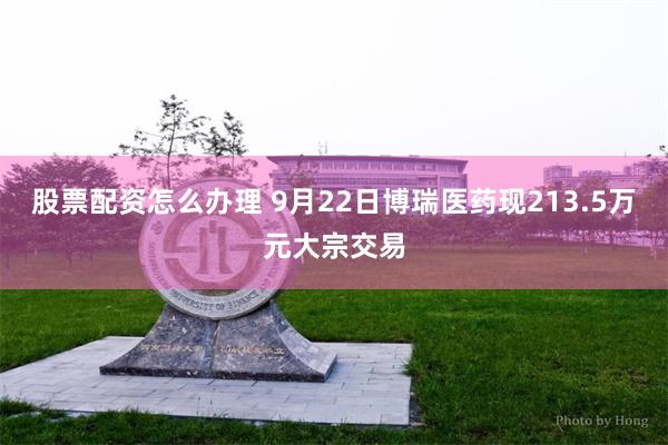 股票配资怎么办理 9月22日博瑞医药现213.5万元大宗交易