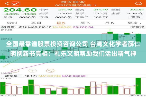 全国最靠谱股票投资咨询公司 台湾文化学者薛仁明携新书亮相：礼乐文明帮助我们活出精气神
