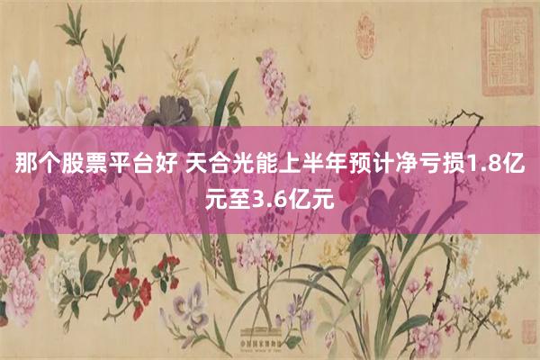 那个股票平台好 天合光能上半年预计净亏损1.8亿元至3.6亿元