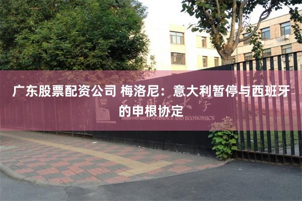 广东股票配资公司 梅洛尼：意大利暂停与西班牙的申根协定
